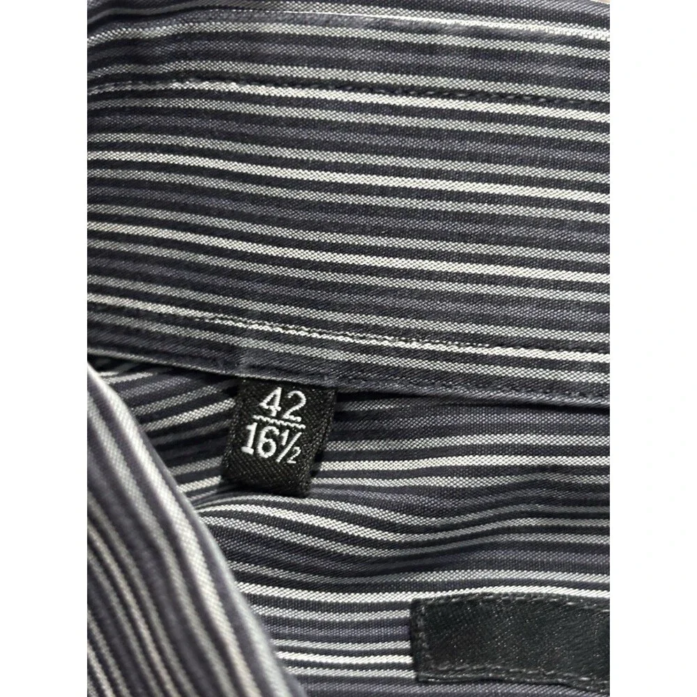 Gucci Button Down Shirt Mens 42 16.5 White Blue Striped Long Sleeve